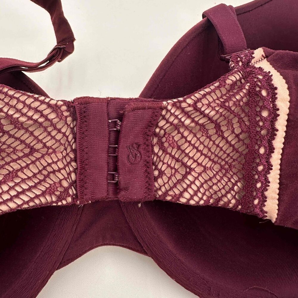 Victoria's Secret Body By Victoria Lined Perfect Coverage Burgundy Bra 34DDD - Picture 5 of 7
